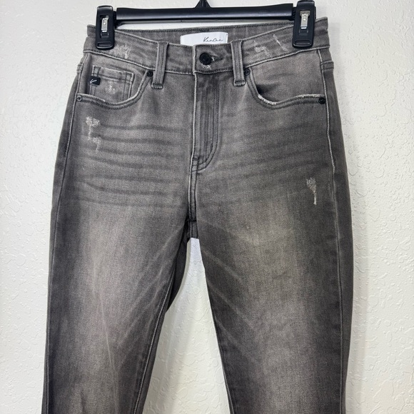 Kancan jeans distressed size 5 raw hem straight leg Women's charcoal Gray Jeans - Picture 2 of 8
